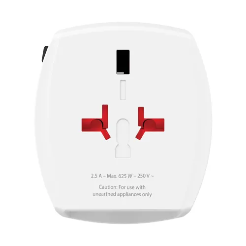 SKROSS világjáró adapter MUV 2 pólusú USB-A-val és C-vel Fehér 