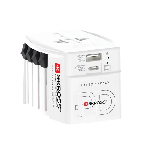 SKROSS világjáró adapter MUV 65 W PD USB-C kábellel Fehér 