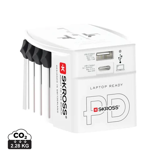 SKROSS világjáró adapter MUV 65 W PD USB-C kábellel Fehér 