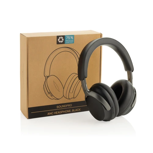 Soundpro RCS újrahaszn. műanyag ANC fejhallgató Fekete 