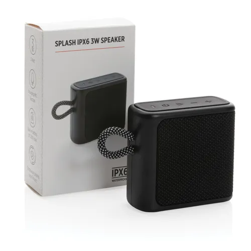 Splash IPX6 vízállóságú 3W-os hangszóró Fekete 