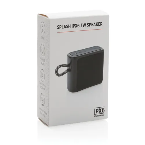 Splash IPX6 vízállóságú 3W-os hangszóró Fekete 
