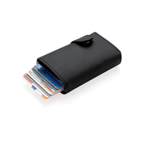 Standard alumínium RFID kártyatartó PU pénztárcával Fekete 