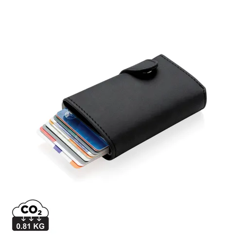 Standard alumínium RFID kártyatartó PU pénztárcával Fekete 