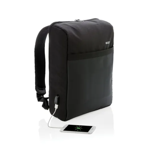 Swiss Peak 15"-es RFID lopásgátló & USB, PVC-mentes hátizsák Fekete 