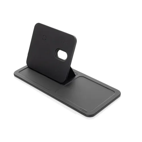 Swiss Peak 3az1-ben RCS újrah.PUvez.nélk.töltő asztali tálca Fekete 