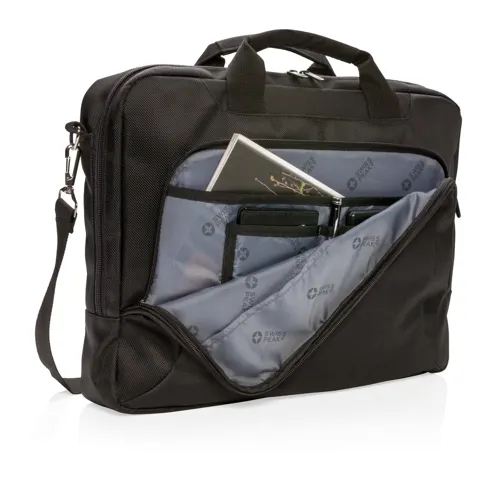 Swiss Peak deluxe 15”-os laptop táska Fekete 