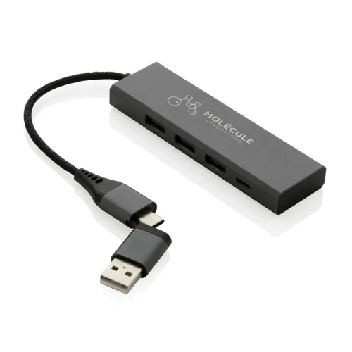 Terra RCS újrahasznosított alumínium elosztó 3 USB porttal Szürke 