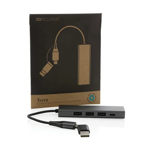 Terra RCS újrahasznosított alumínium elosztó 3 USB porttal Szürke 