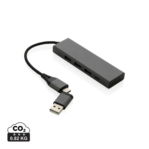 Terra RCS újrahasznosított alumínium elosztó 3 USB porttal Szürke 