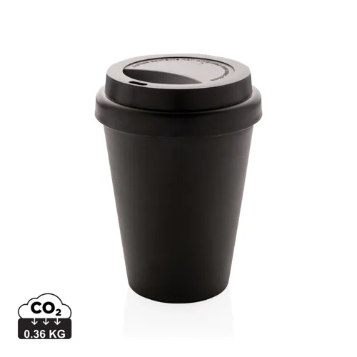 Többször használatos, duplafalú kávésbögre 300 ml Fekete 