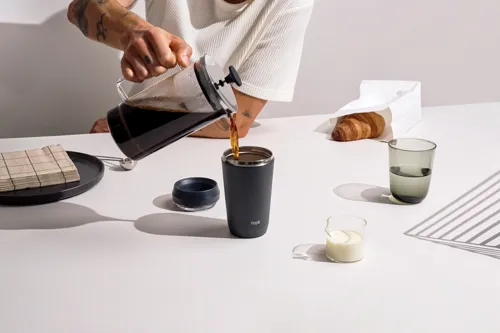 Topl újrahaszn. acél elviteles pohár, 354 ml Szürke 