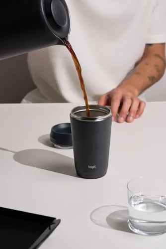 Topl újrahaszn. acél elviteles pohár, 354 ml Szürke 