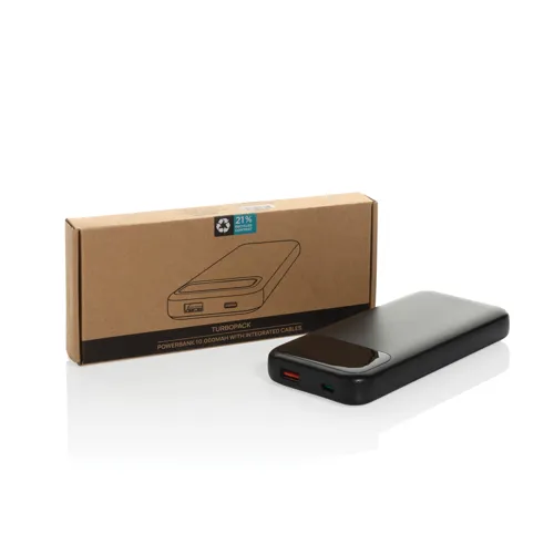 Turbopack RCS újrah.műa.powerbank 10000mAh beépített kábelek Fekete 
