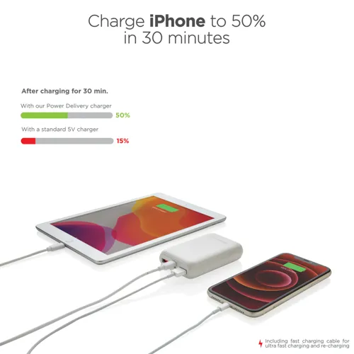 Urban Vitamin Alameda 10 000 mAh 18W-os PD powerbank Fehér 