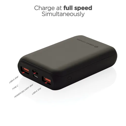 Urban Vitamin Alameda 10 000 mAh 18W-os PD powerbank Fekete 