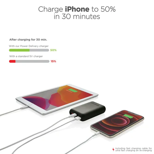 Urban Vitamin Alameda 10 000 mAh 18W-os PD powerbank Fekete 