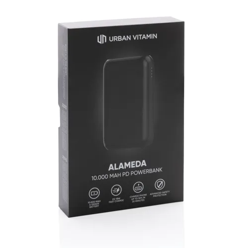 Urban Vitamin Alameda 10 000 mAh 18W-os PD powerbank Fekete 