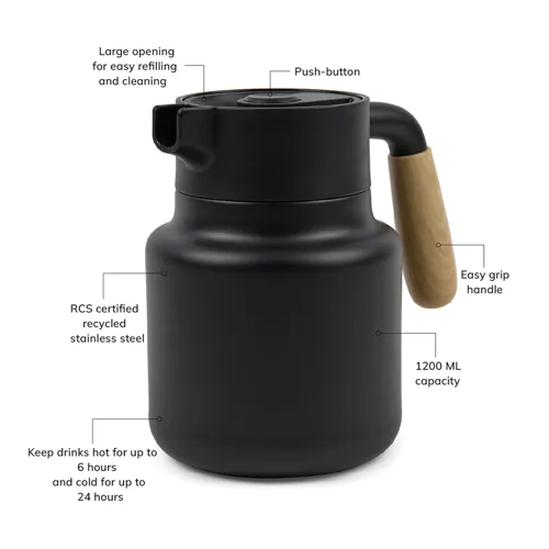 VINGA Arbe RCS vákuumszigetelt kancsó,1200 ml Fekete 