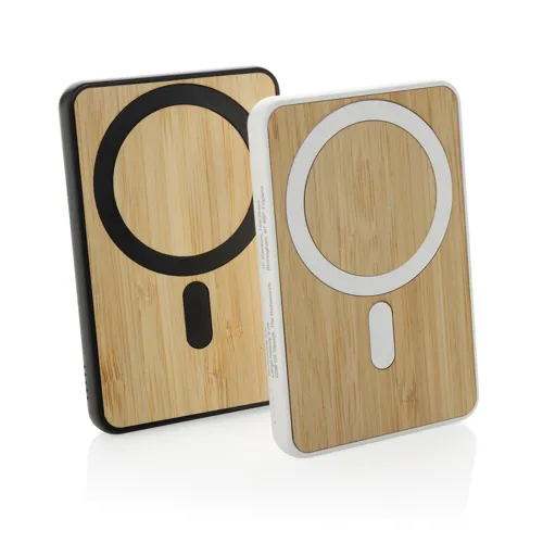 Zen RCS újrah. műanyag 5000mAh 5W mágneses bambusz powerbank Fehér 