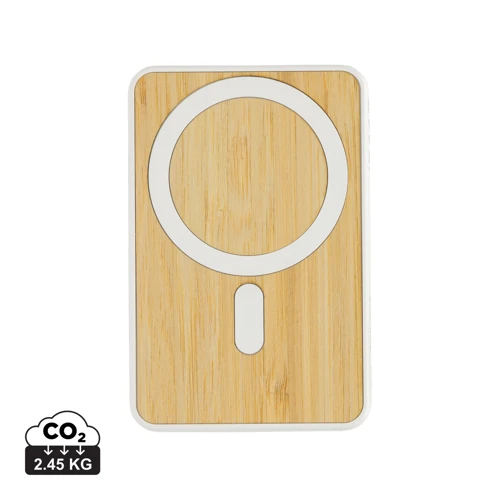 Zen RCS újrah. műanyag 5000mAh 5W mágneses bambusz powerbank Fehér 