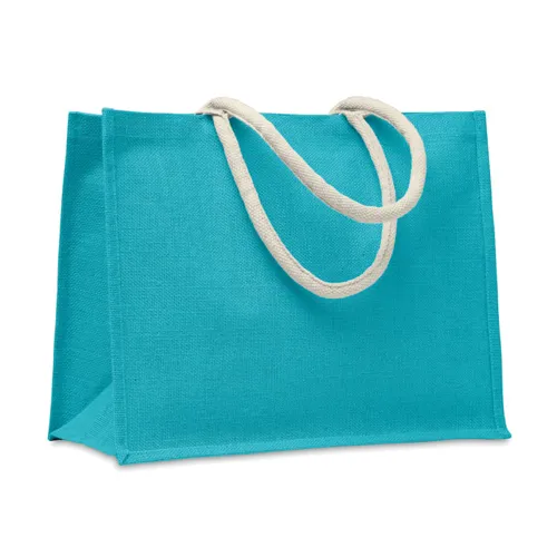 AURA Juta táska pamut fülekkel Türkiz 