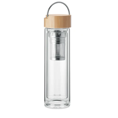 BATAMI Duplafalú üveg palack 400 ml Áttetsző 