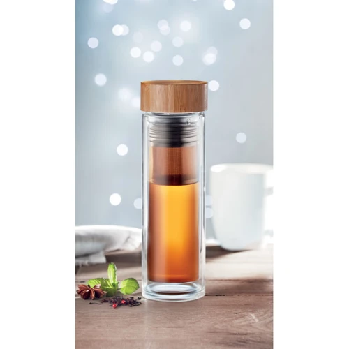 BATUMI GLASS Duplafalú üveg palack, 420 ml Áttetsző 