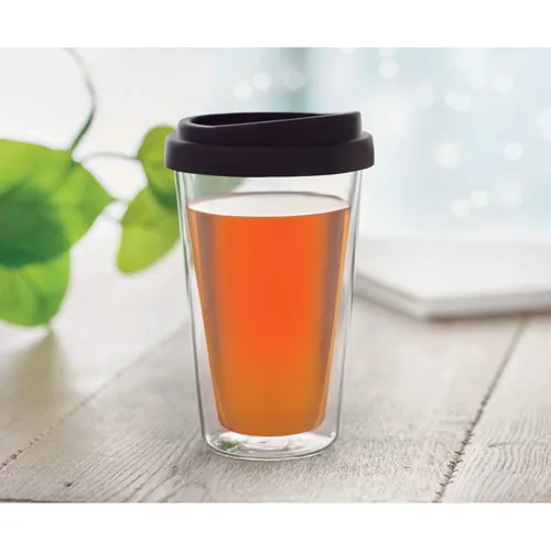 BIELO TUMBLER Hőálló üveg pohár, 350 ml Fekete 