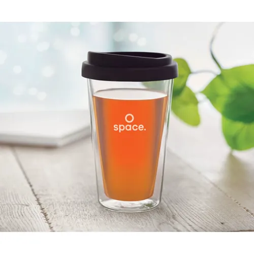 BIELO TUMBLER Hőálló üveg pohár, 350 ml Fekete 