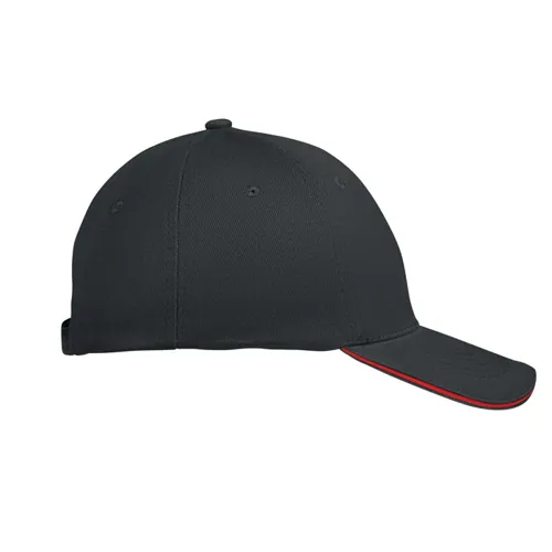 BUFFALO 6 panel baseball sapka 260g/m² Fekete/piros 