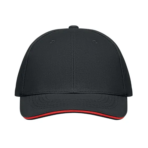 BUFFALO 6 panel baseball sapka 260g/m² Fekete/piros 