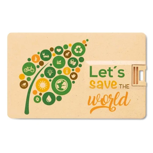 Búzaszalma/PP, bankkártya méretű USB pendrive 1-64GB.  