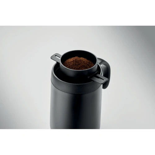 CAFETITO Duplafalú bögre kávészűrővel Fekete 