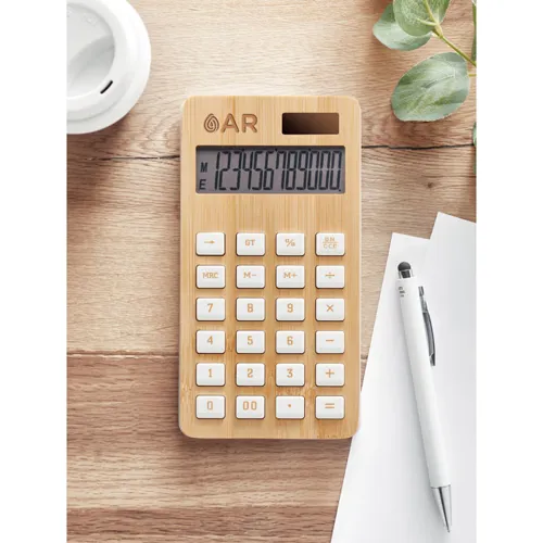 CALCUBIM 12 jegyű bambusz számológép Fa 