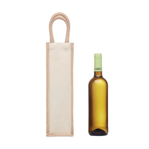 CAMPO DI VINO Juta boros táska egy palackhoz Bézs 
