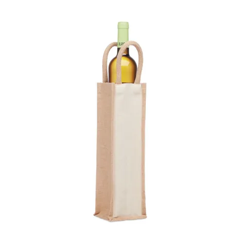 CAMPO DI VINO Juta boros táska egy palackhoz Bézs 