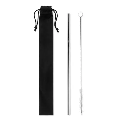 COLD STRAW Acél szívószál és kefe tokban Matt Ezüst 