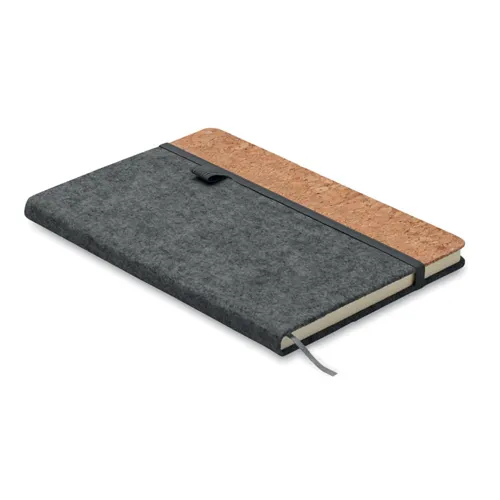 CORKBOOK A5 RPET filc és parafa notesz sötét szürke 