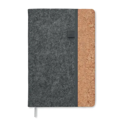 CORKBOOK A5 RPET filc és parafa notesz sötét szürke 