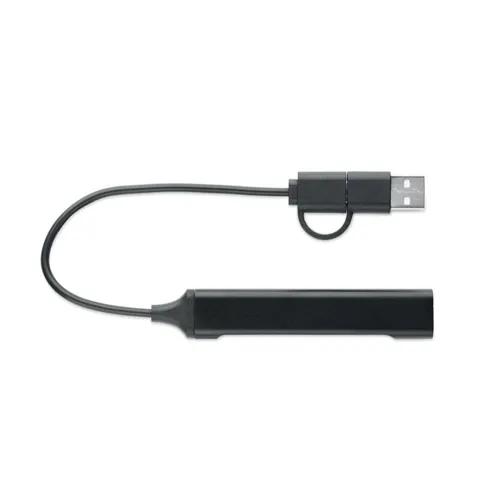CURRENT USB 4 portos hub, 19 cm kábel Fekete 