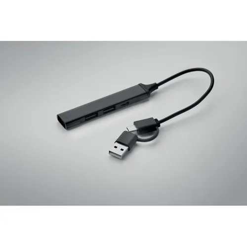 CURRENT USB 4 portos hub, 19 cm kábel Fekete 