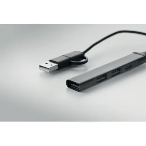 CURRENT USB 4 portos hub, 19 cm kábel Fekete 
