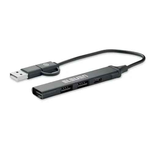 CURRENT USB 4 portos hub, 19 cm kábel Fekete 