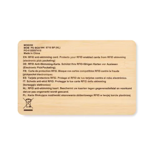CUSTOS + Bambusz RFID kártya Fa 