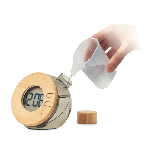 DROPPY LUX Vízzel működő bambusz LCD óra Áttetsző Szürke 