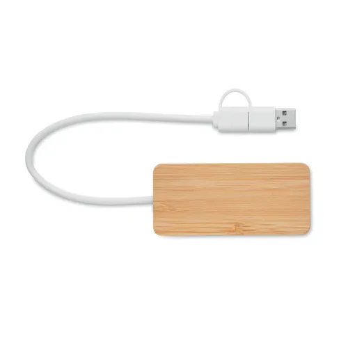 HUBBAM Bambusz 3 portos USB hub Fa 