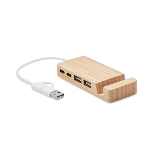 HUBSTAND Bambusz 4 portos USB hub Fa 