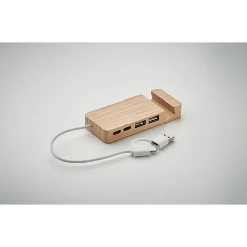 HUBSTAND Bambusz 4 portos USB hub Fa 