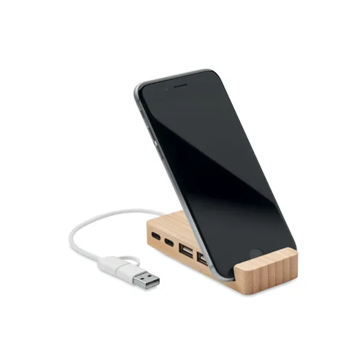 HUBSTAND Bambusz 4 portos USB hub Fa 